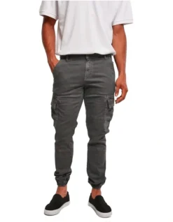 URBAN CLASSICS Washed Cargo Twill Jogging Pants In Dark Shadow -Myer Clothing Shop 959638960 5 720x928