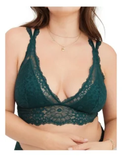 Aerie Fa La Lace Padded Bralette In Green