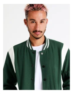 The Varsity Wool Blend Jacket In Green -Myer Clothing Shop 960255910 5 1 720x928