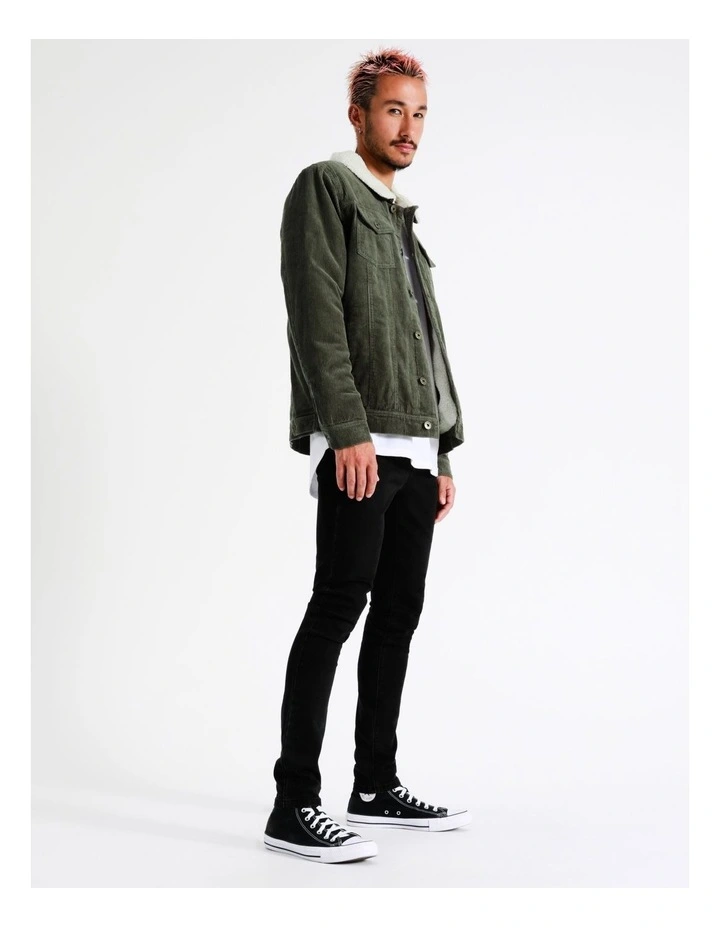 Crescent Cord Sherpa Lined Jacket In Green 1 Crescent Cord Sherpa Lined Jacket In Green