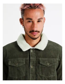Crescent Cord Sherpa Lined Jacket In Green 9 Crescent Cord Sherpa Lined Jacket In Green -Myer Clothing Shop 960256000 3 720x928