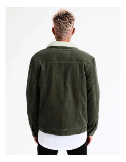 Crescent Cord Sherpa Lined Jacket In Green 12 Crescent Cord Sherpa Lined Jacket In Green -Myer Clothing Shop 960256000 6 720x928