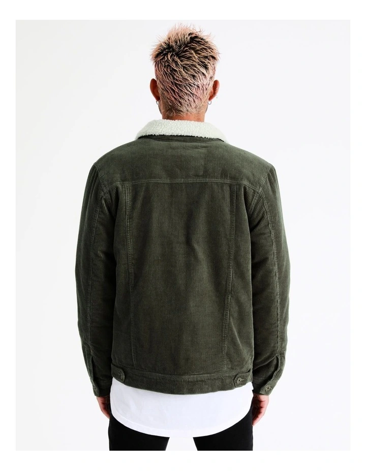 Crescent Cord Sherpa Lined Jacket In Green 6 Crescent Cord Sherpa Lined Jacket In Green - Image 6