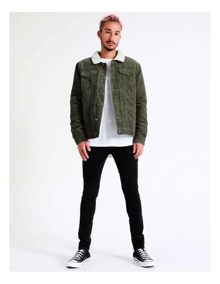 Crescent Cord Sherpa Lined Jacket In Green 7 Crescent Cord Sherpa Lined Jacket In Green - Image 7