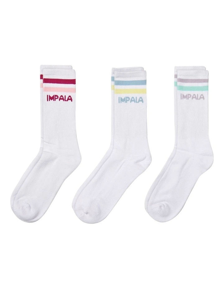 Impala Stripe Socks 3-Pack In Multi 1 Impala Stripe Socks 3-Pack In Multi