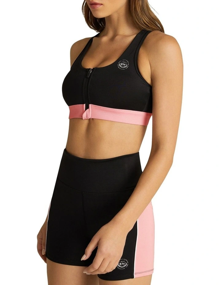 The Club Adjustable Zip Medium Impact Sports Bra In Black 2 The Club Adjustable Zip Medium Impact Sports Bra In Black - Image 2