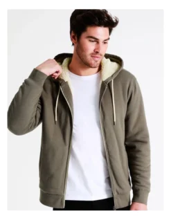 Seth Sherpa Hoodie In Green -Myer Clothing Shop 960773320 4 720x928