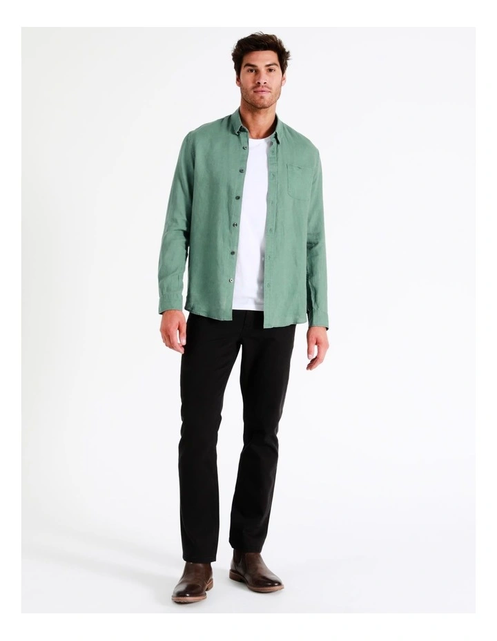 Alec Linen Long Sleeve Shirt In Green 4 Alec Linen Long Sleeve Shirt In Green - Image 4