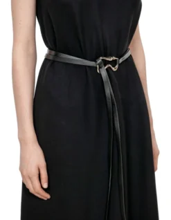 Knotted Leather Belt In Black -Myer Clothing Shop 960813190 3 720x928