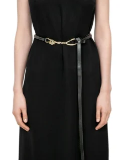 Twisted Buckle Leather Belt In Black -Myer Clothing Shop 960813370 3 720x928