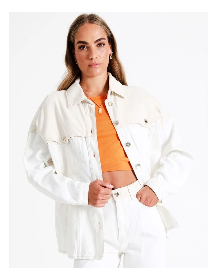 ONLY Luke Long Sleeve Oversize Denim Shacket In Ecru 6 ONLY Luke Long Sleeve Oversize Denim Shacket In Ecru - Image 6