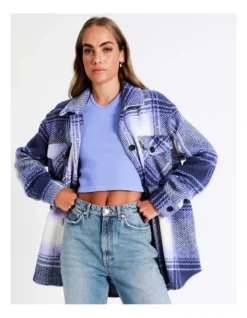 ONLY Britt Checker Shacket In Viola