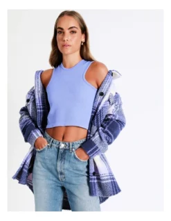 ONLY Britt Checker Shacket In Viola -Myer Clothing Shop 960943060 4 720x928