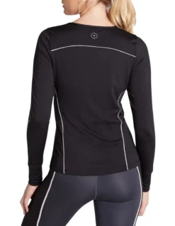 Walk The Line Panelled Long Sleeve Run Top In Black -Myer Clothing Shop 961229260 3 720x928