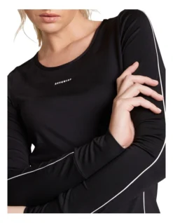Walk The Line Panelled Long Sleeve Run Top In Black -Myer Clothing Shop 961229260 4 720x928