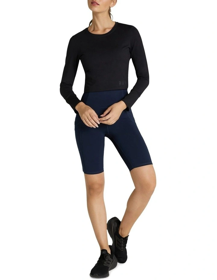 Balance Ribbed Panelled Long Sleeve Top In Black 2 Balance Ribbed Panelled Long Sleeve Top In Black - Image 2