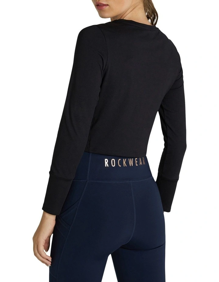 Balance Ribbed Panelled Long Sleeve Top In Black 4 Balance Ribbed Panelled Long Sleeve Top In Black - Image 4