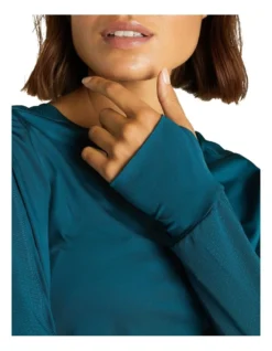 Mesh Panel Long Sleeve Top In Teal -Myer Clothing Shop 961230430 4 720x928