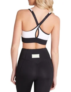 Walk The Line Zip Medium Impact Sports Bra In White -Myer Clothing Shop 961315120 3 720x928