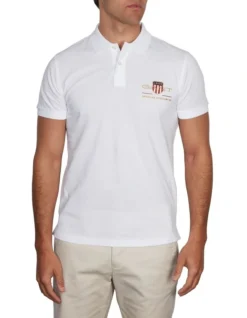 Gant Archive Shield Short Sleeve Pique Polo In White