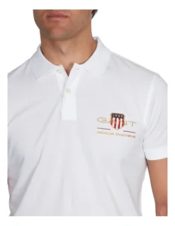 Gant Archive Shield Short Sleeve Pique Polo In White -Myer Clothing Shop 961686640 3 720x928