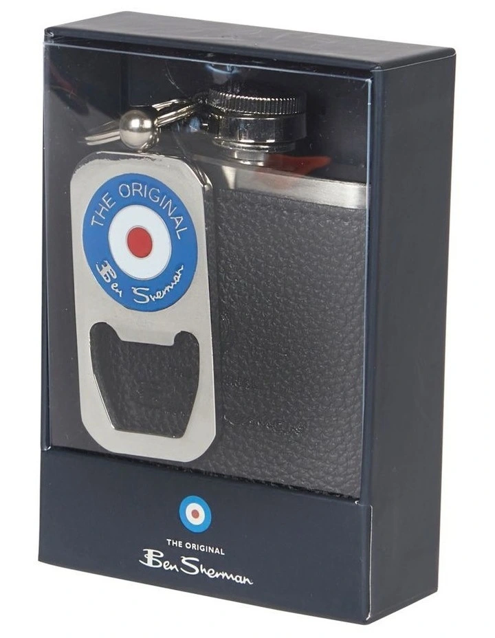 Ben Sherman Hip Flask And Bottle Opener In Multi 1 Ben Sherman Hip Flask And Bottle Opener In Multi