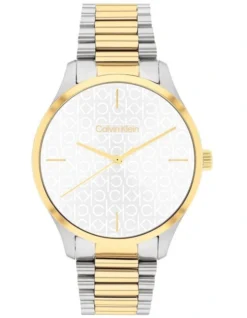 Calvin Klein Iconic Unisex Qtz Watch 25200167 In Two Tone Stainless Steel