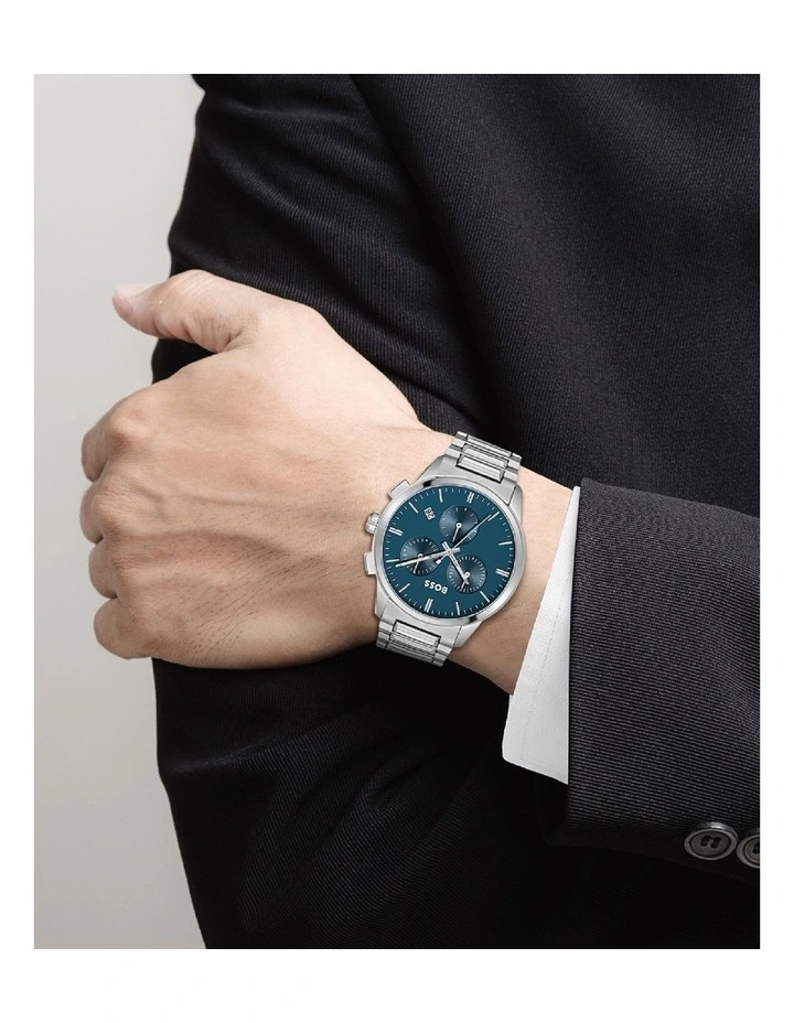 Hugo Boss Dapper Men's Qtz Chronograph Watch 1513927 In Stainless Steel 4 Hugo Boss Dapper Men's Qtz Chronograph Watch 1513927 In Stainless Steel - Image 4
