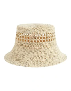 Cutout Straw Bucket Hat