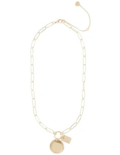 Chain Link Disc Necklace In Gold