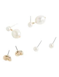 Shell Stud Set In Gold -Myer Clothing Shop 962101900 3 720x928