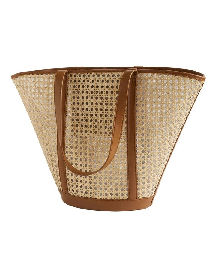 Caged Rattan Tote In Brown 3 Caged Rattan Tote In Brown - Image 3