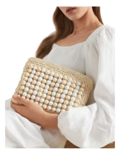 Beaded Straw Clutch