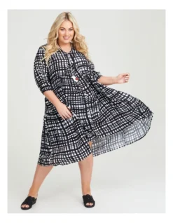 Check Natural Dress In Black Multi -Myer Clothing Shop 962209810 4 720x928