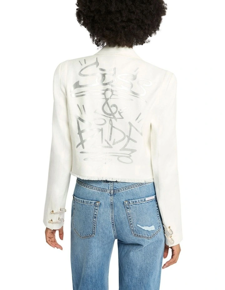Punctured Ego Cropped Jacket In White 2 Punctured Ego Cropped Jacket In White - Image 2