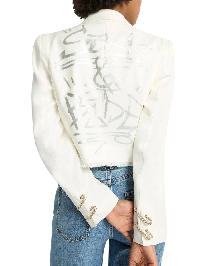 Punctured Ego Cropped Jacket In White 5 Punctured Ego Cropped Jacket In White - Image 5