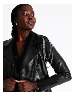 Leather Biker Jacket In Black -Myer Clothing Shop 962548210 7 720x928