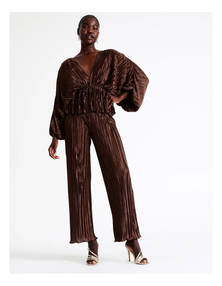 Wide Leg Plisse Pant In Bronze 1 Wide Leg Plisse Pant In Bronze