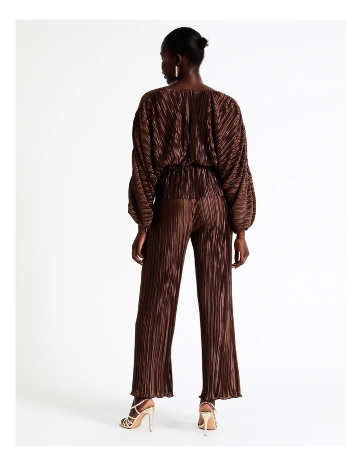 Wide Leg Plisse Pant In Bronze 5 Wide Leg Plisse Pant In Bronze - Image 5