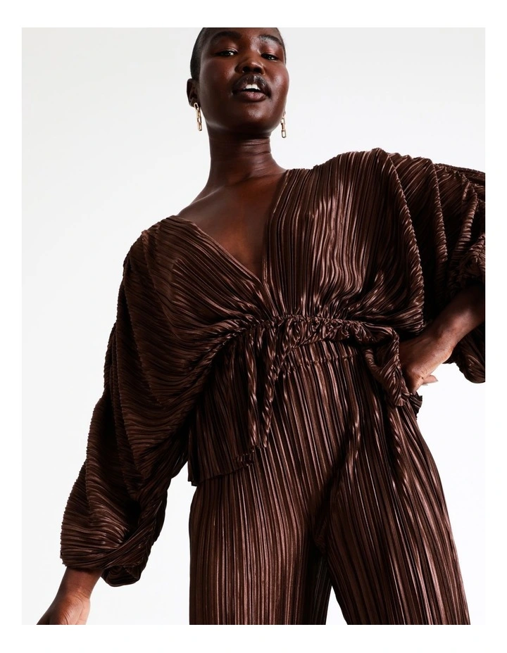 Wide Leg Plisse Pant In Bronze 6 Wide Leg Plisse Pant In Bronze - Image 6