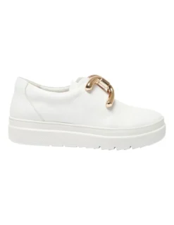 Banjo Sneakers In White/Gold Leather