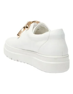 Banjo Sneakers In White/Gold Leather -Myer Clothing Shop 962598790 6 720x928