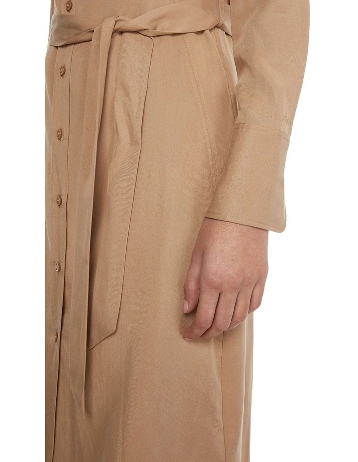 Calvin Klein Refibra Tencel Midi Shirt Dress In Natural 3 Calvin Klein Refibra Tencel Midi Shirt Dress In Natural - Image 3