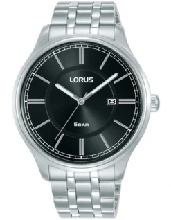Lorus Silver Stainless Steel Analogue Dress Watch In Black/Silver