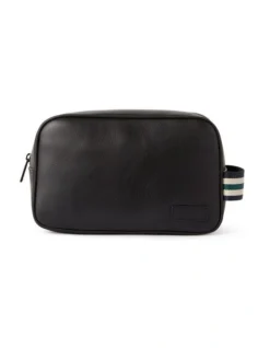 Russel Leather Washbag In Black