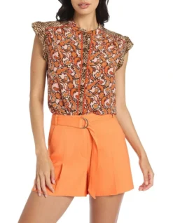 Paisley Afternoon Silk Top In Multi