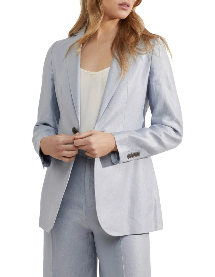 Oxford Lola Linen Twill Jacket In Light Blue 1 Oxford Lola Linen Twill Jacket In Light Blue