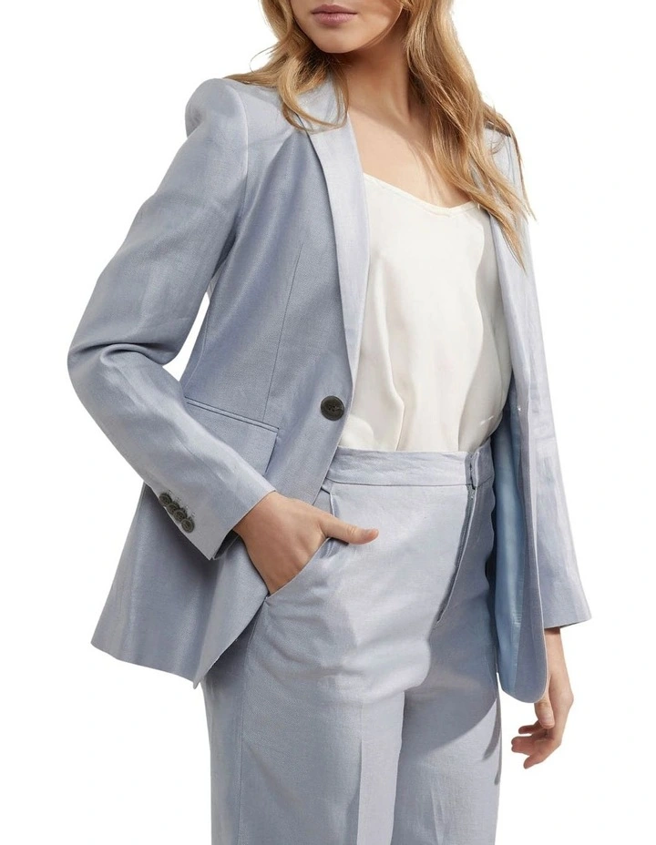 Oxford Lola Linen Twill Jacket In Light Blue 2 Oxford Lola Linen Twill Jacket In Light Blue - Image 2