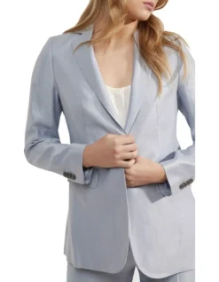 Oxford Lola Linen Twill Jacket In Light Blue 9 Oxford Lola Linen Twill Jacket In Light Blue -Myer Clothing Shop 963293410 4 720x928