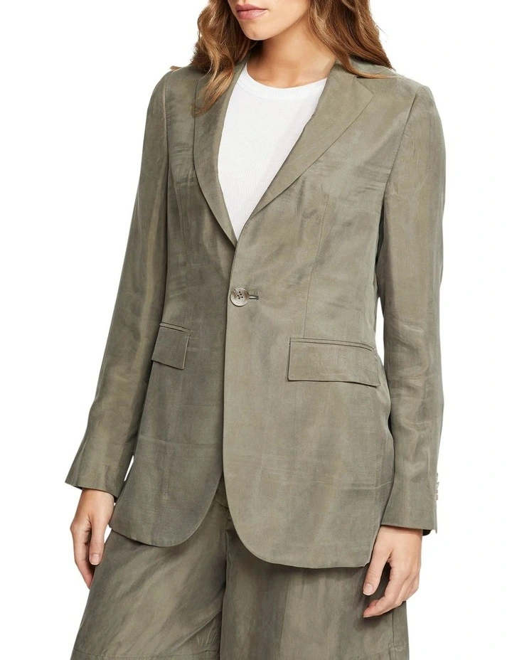 Oxford Lola Cupro Blend Blazer In Khaki 2 Oxford Lola Cupro Blend Blazer In Khaki - Image 2